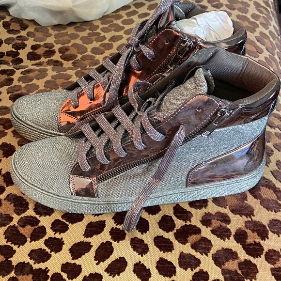 Lauren Lorraine Shoes - Lauren Lorraine Metallic Brown and Gray High-Top Sneakers